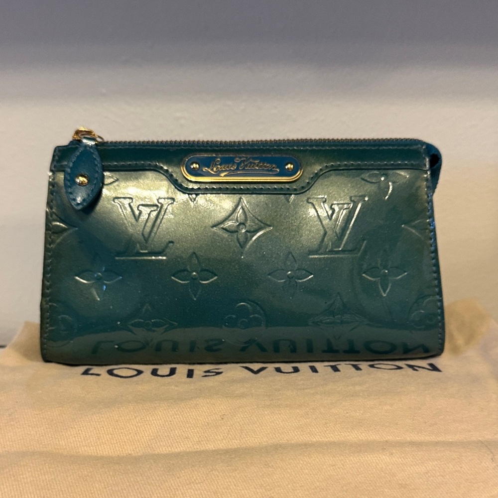 Louis Vuitton Shiny Teal Monogram Clutch